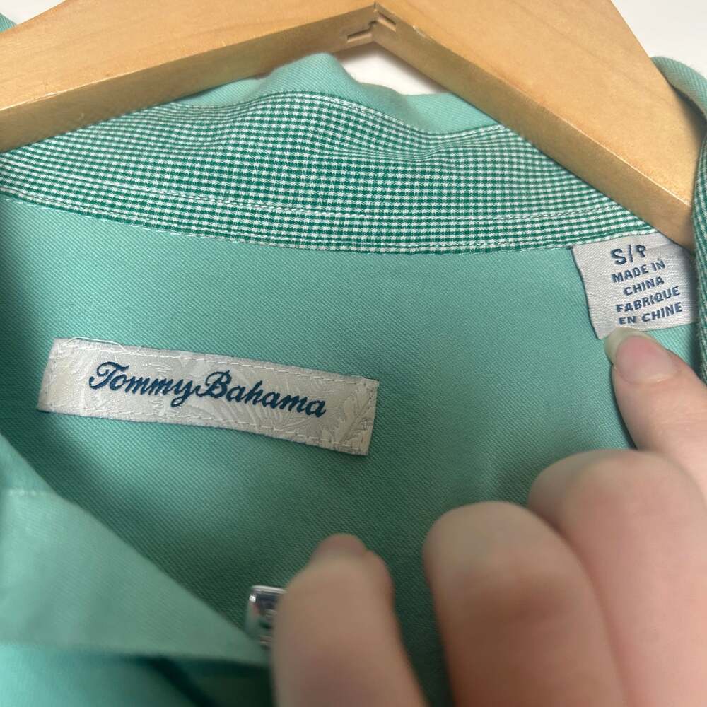 Tommy Bahama 100% Silk Hawaiian Aloha Green Floral Shirt